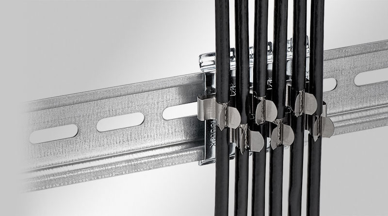 EMC 屏蔽夾, 用于35 mm  H型 DIN導軌， 帶卡扣式安裝結構